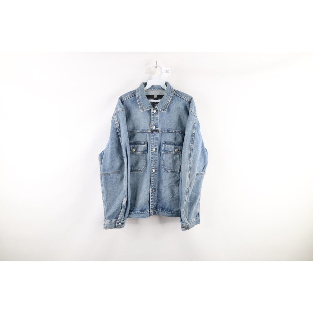 Vintage 90s Marithe Francois Girbaud Medium Distressed Spell Out Trucker Jacket